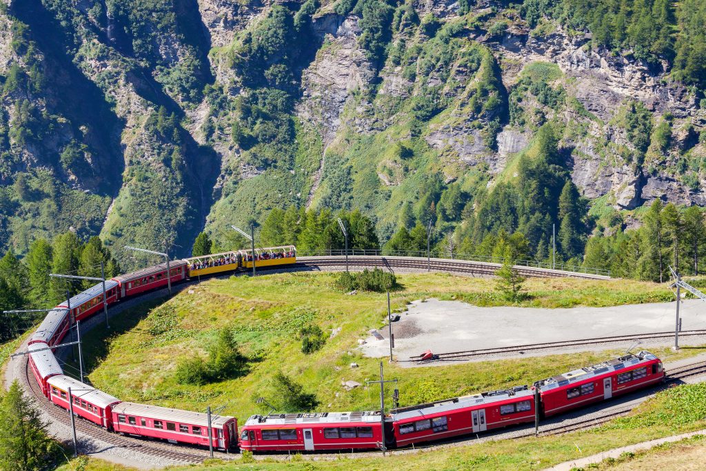 Bernina Scenic Train ride on the Swiss Alps