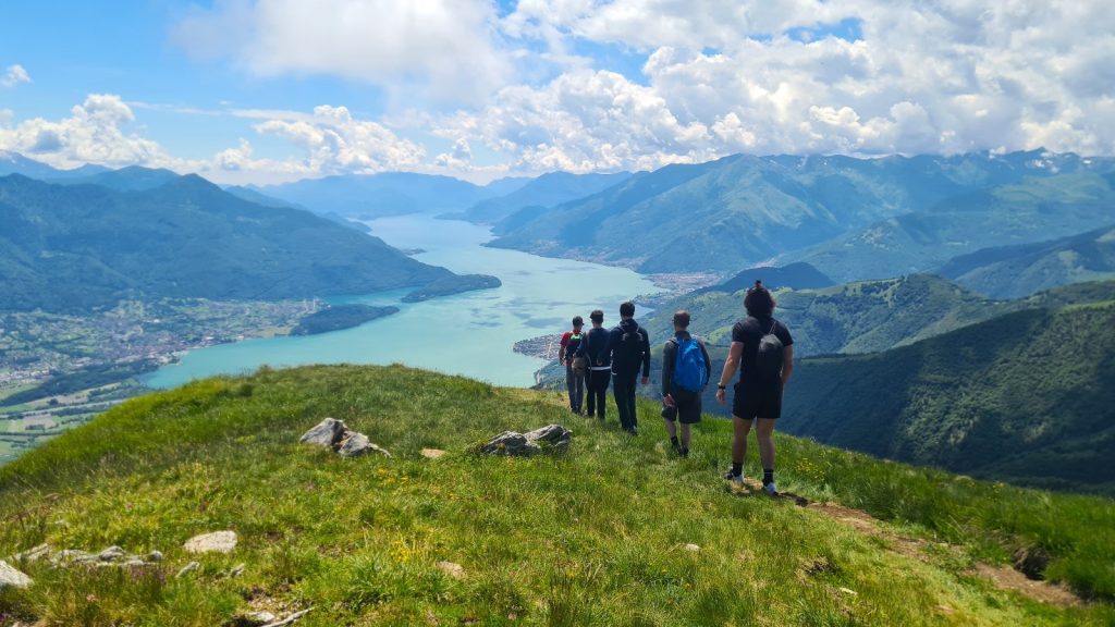 Hiking in the Alps with Lake Como mountain views